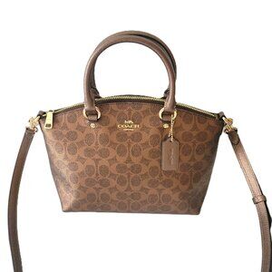 Coach CCM71 Metallic Signature Sadie Satchel Crossbody Handbag Brown Copper